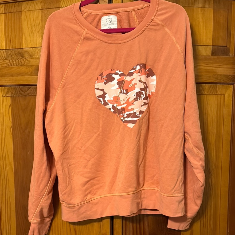 Women's Orange Heart Print Sweater